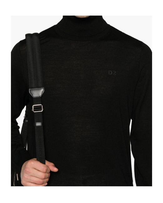 DSquared² Black Roll-Neck Knitted Jumper for men