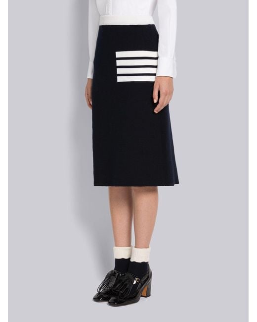 Thom Browne Black 4-Bar Knitted Midi Skirt