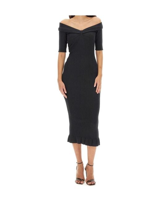 Philosophy Di Lorenzo Serafini Black Bow Detailed Off-Shoulder Dress