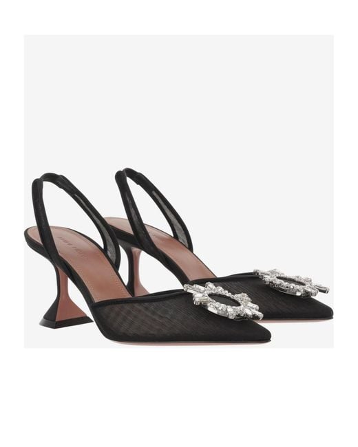 AMINA MUADDI Black Pointed High-Heeled Sandals