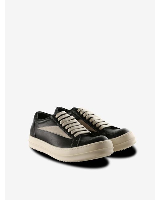 Rick Owens Black Leather Sneakers