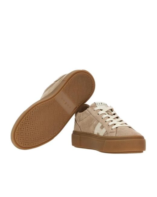 Hogan Brown Logo Detail Low-Top Sneakers