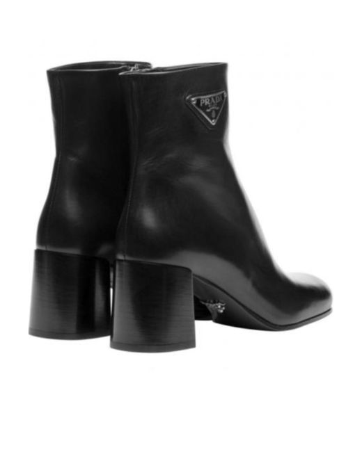 Prada Black Logo High-Heeled Ankle Boots