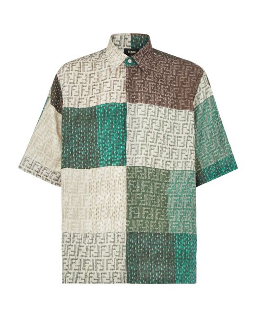 Fendi Multicolor Linen Shirt With All-Over Ff Print for men