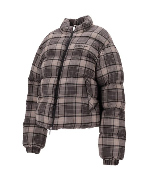 Off-White c/o Virgil Abloh Gray Spray Check Flannel Down Jacket for men