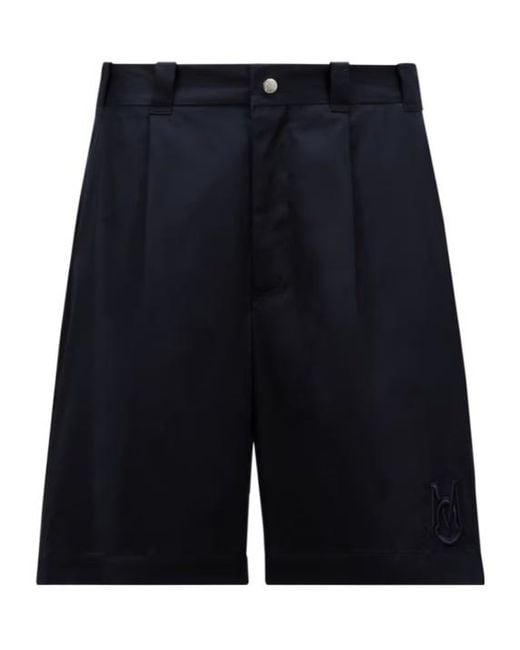Moncler Blue Gabardine Bermuda Shorts for men