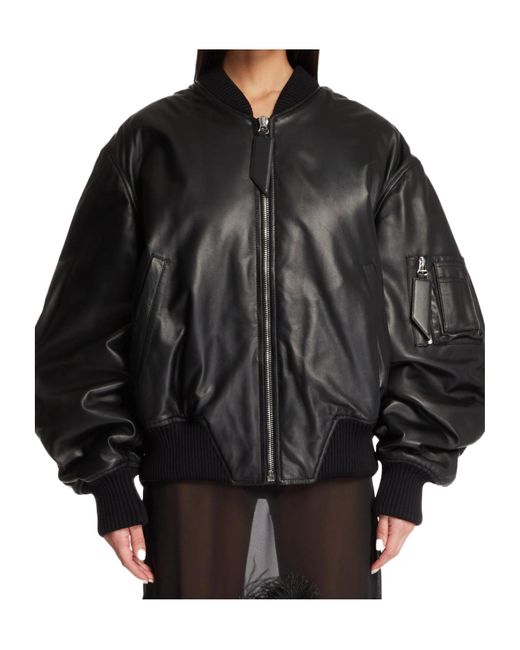 The Attico Black The Leather Bomber Jacket