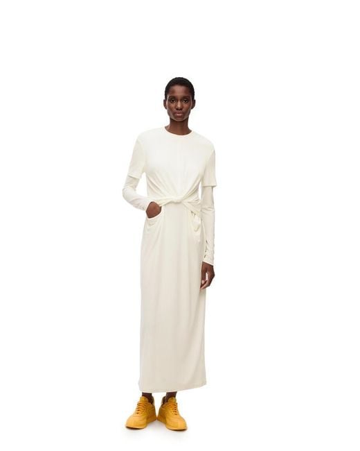 Loewe White Draped Dress