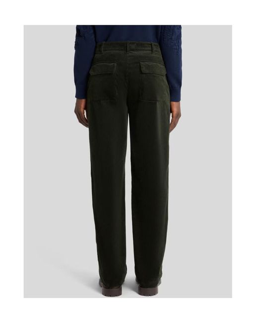 Etro Black Stretch Cotton Corduroy Trousers for men