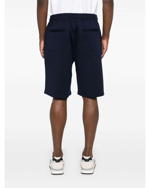 Brunello Cucinelli Blue Drawstring Straight Leg Bermuda Shorts for men