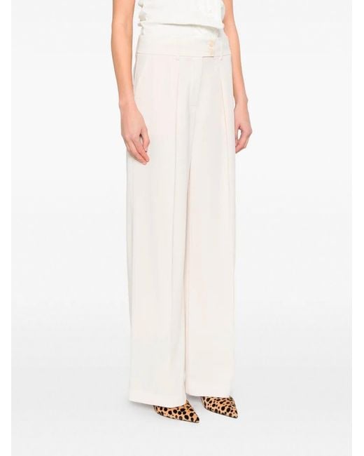 Patrizia Pepe White Button Pleated Trousers