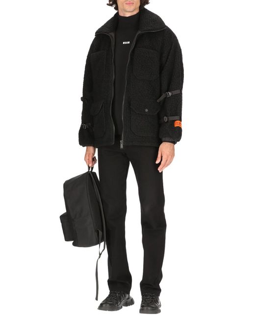 MSGM Black Logo Printed High Neck Sweatshirt for men