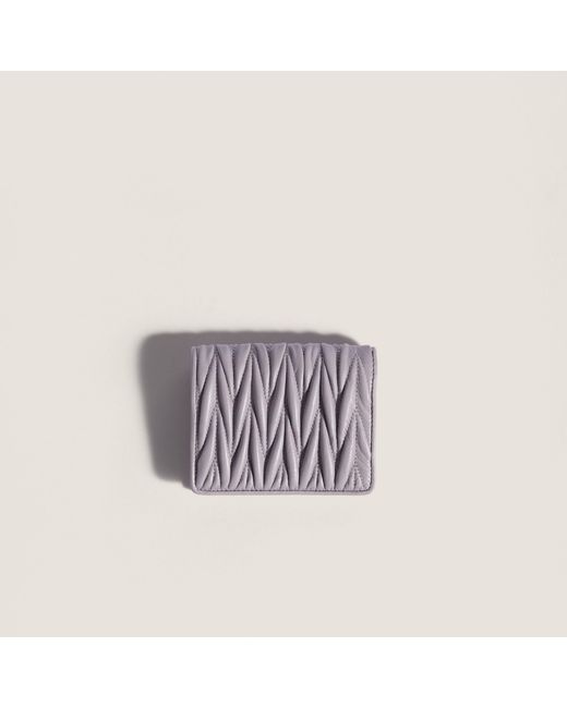 Miu Miu Purple Logo-Lettering Matelassé Bi-Fold Wallet