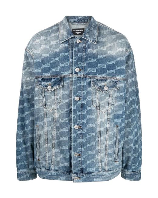 Balenciaga Blue Giacca Bb Monogram Large Fit Da Uomo for men