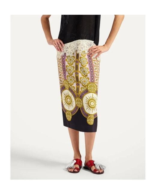 LaDoubleJ Metallic Patterned Pencil Skirt
