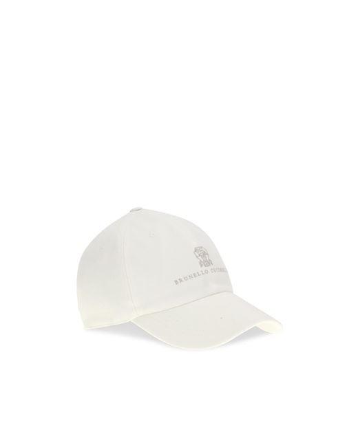 Brunello Cucinelli White Logo-Embroidered Baseball Hat for men