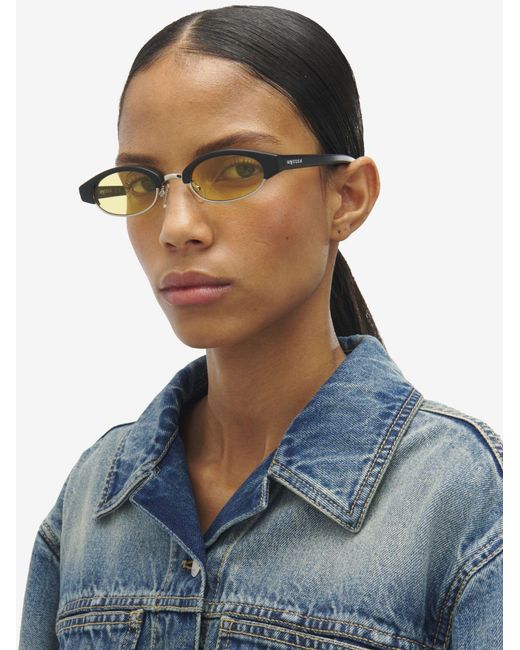 McQueen Metallic Eyewear Ellipse Frame Sunglasses for men