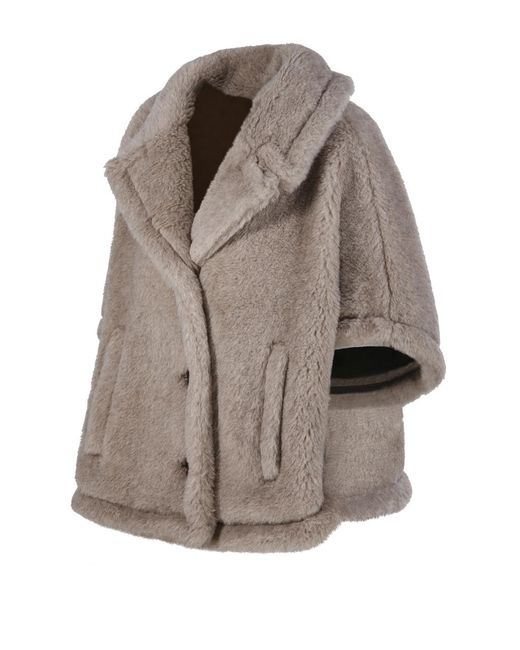 Max Mara Gray Corvino4 Button-Up Short-Sleeved Coat