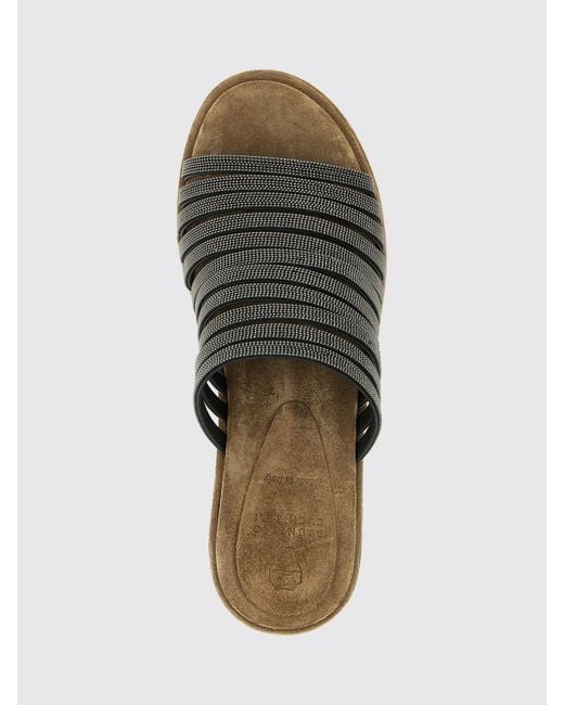 Brunello Cucinelli Brown Embellished Slip On Sandals