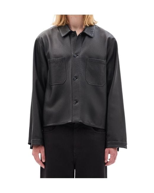 Ann Demeulemeester Black Juel Boxy-Fit Leather Shirt for men