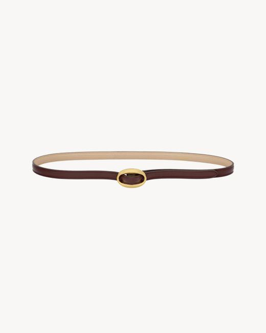 Saint Laurent White Oval Buckle Thin Reversible Belt