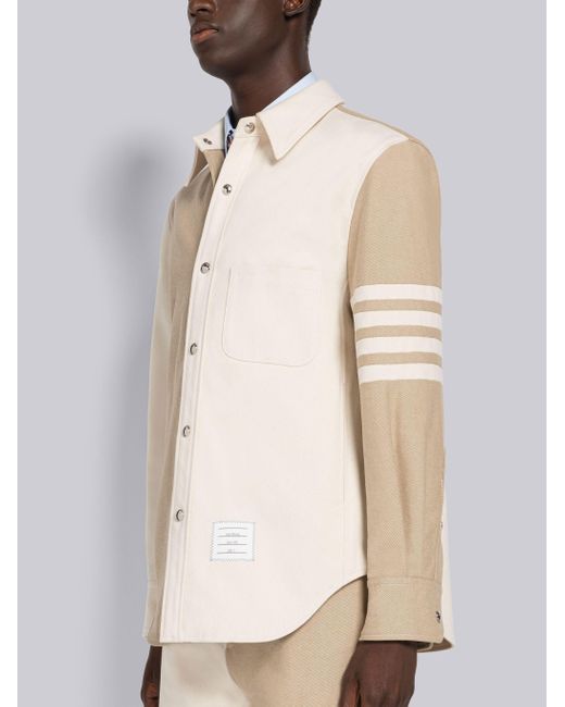Thom Browne White Patchwork Buttoned Denim Shirt for men