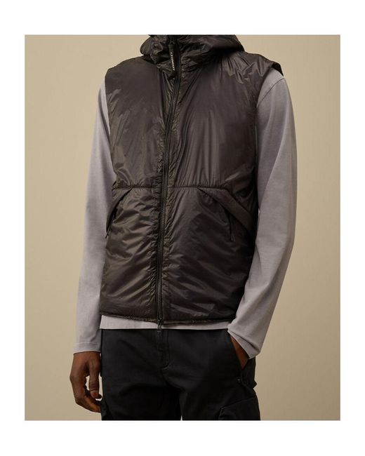 C P Company Black Goggle Hooded Vest for men