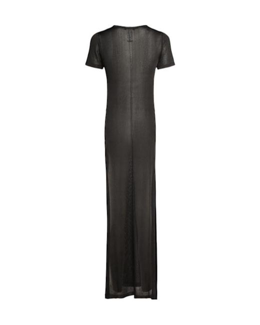 Lemaire Black Shiny Viscose Column Dress W/ Slits