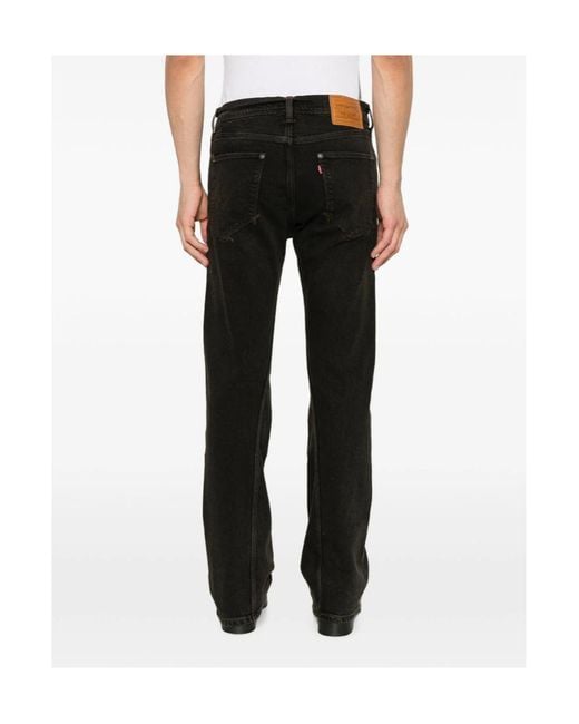 Levi's Black Logo-Patch Straight-Leg Jeans for men