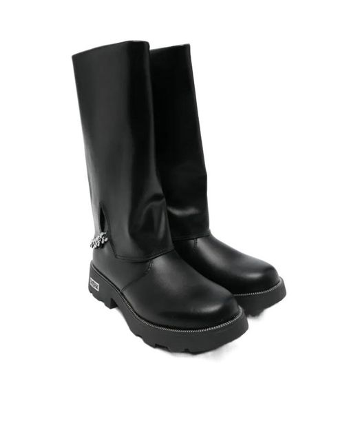 Cult Gaia Black Chain-Embellished Leather Boots