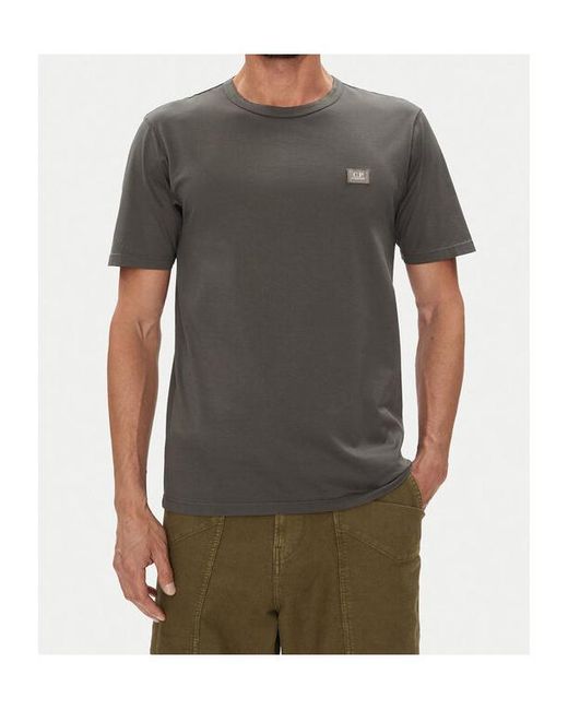 C P Company Gray Logo Patch Crewneck T-Shirt for men