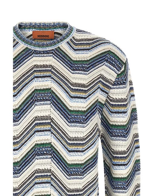 Missoni Blue Geometric Zigzag Sweater for men