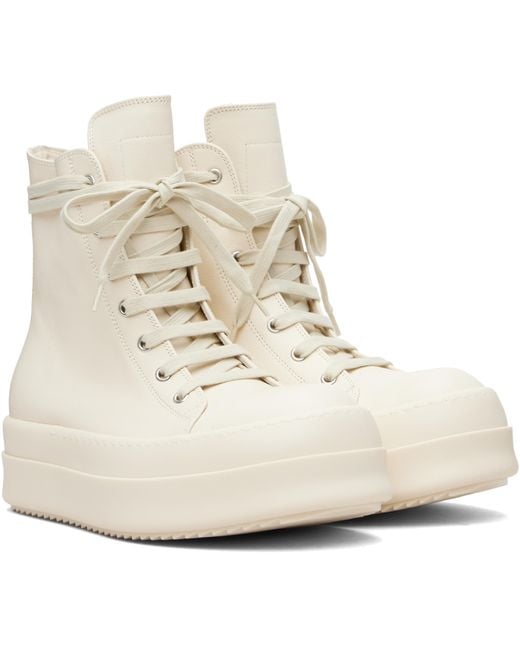 Rick Owens Natural Lace-Up Platform Sneakers for men