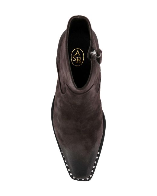 Ash Brown Chunky-Heeled Ankle Boots