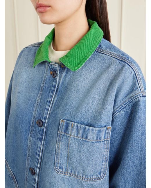 Doen Blue Pascual Corduroy-Trimmed Denim Jacket