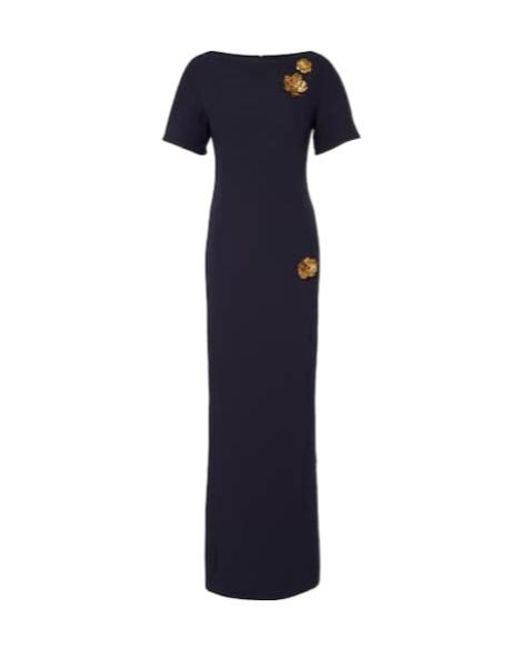 Safiyaa Blue Lacin Embellished Crepe Gown