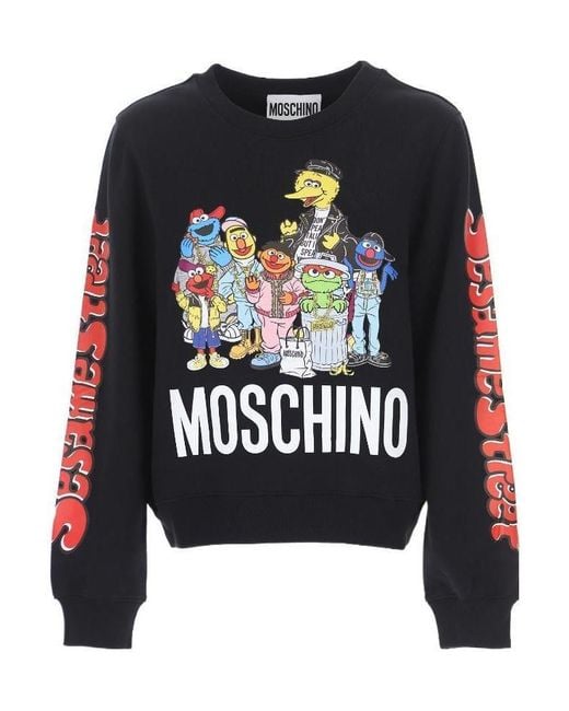 Moschino Blue Round-Necked Logo Sweater