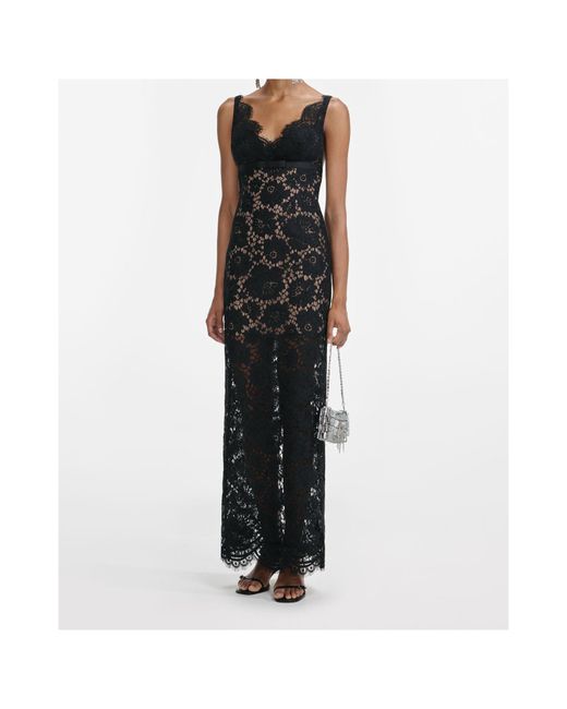 Self-Portrait Black Floral Lace Maxi Dress