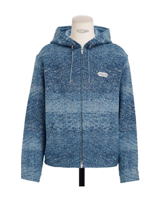 Dior Blue Homme Drawstring Zip-Up Jacket for men