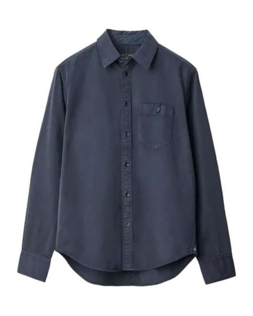 Rag & Bone Blue Long-Sleeve Pocket Shirt for men
