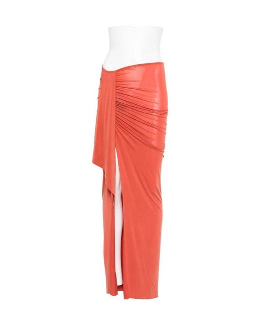 Balmain Red Asymmetrical Designed Draped Skirt