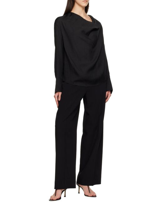 Totême Black Totême Draped Curved Hem Blouse