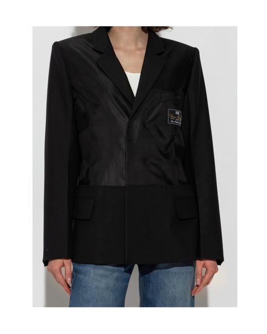 Victoria Beckham Black Logo-Tag Blazer
