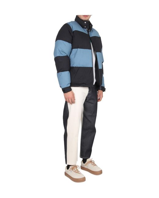 Sunnei Blue Striped Zipper Down Jacket for men