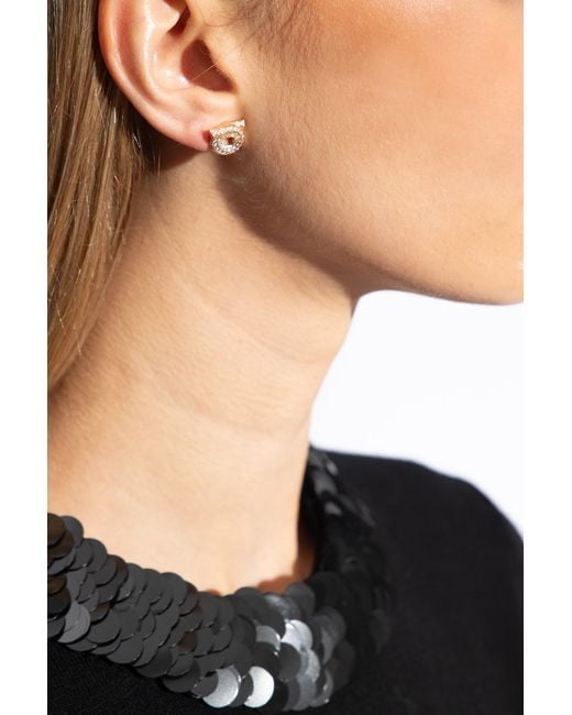 Ferragamo White Logo Earrings