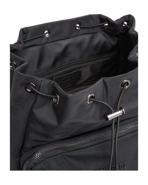 DSquared² Black Urban Foldover Top Backpack for men