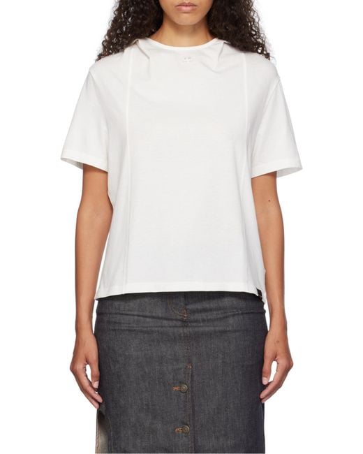Courreges White Courrèges Logo Embroidered Hooded T-Shirt