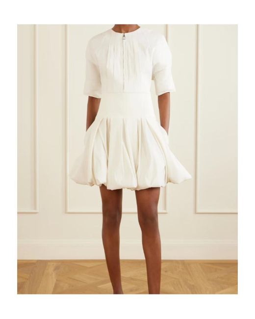 Jonathan Simkhai White Risel Pleated Poplin Mini Dress
