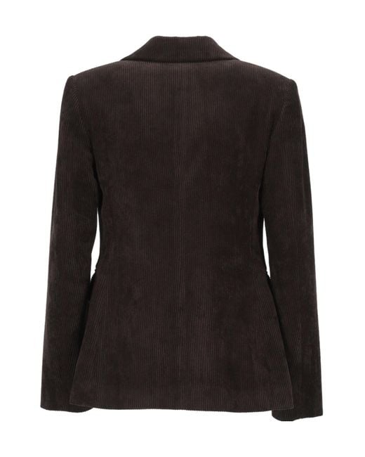 D.exterior Black Corduroy Double-Breasted Blazer