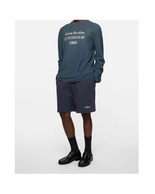 Acne Blue Casual Fleece Shorts for men